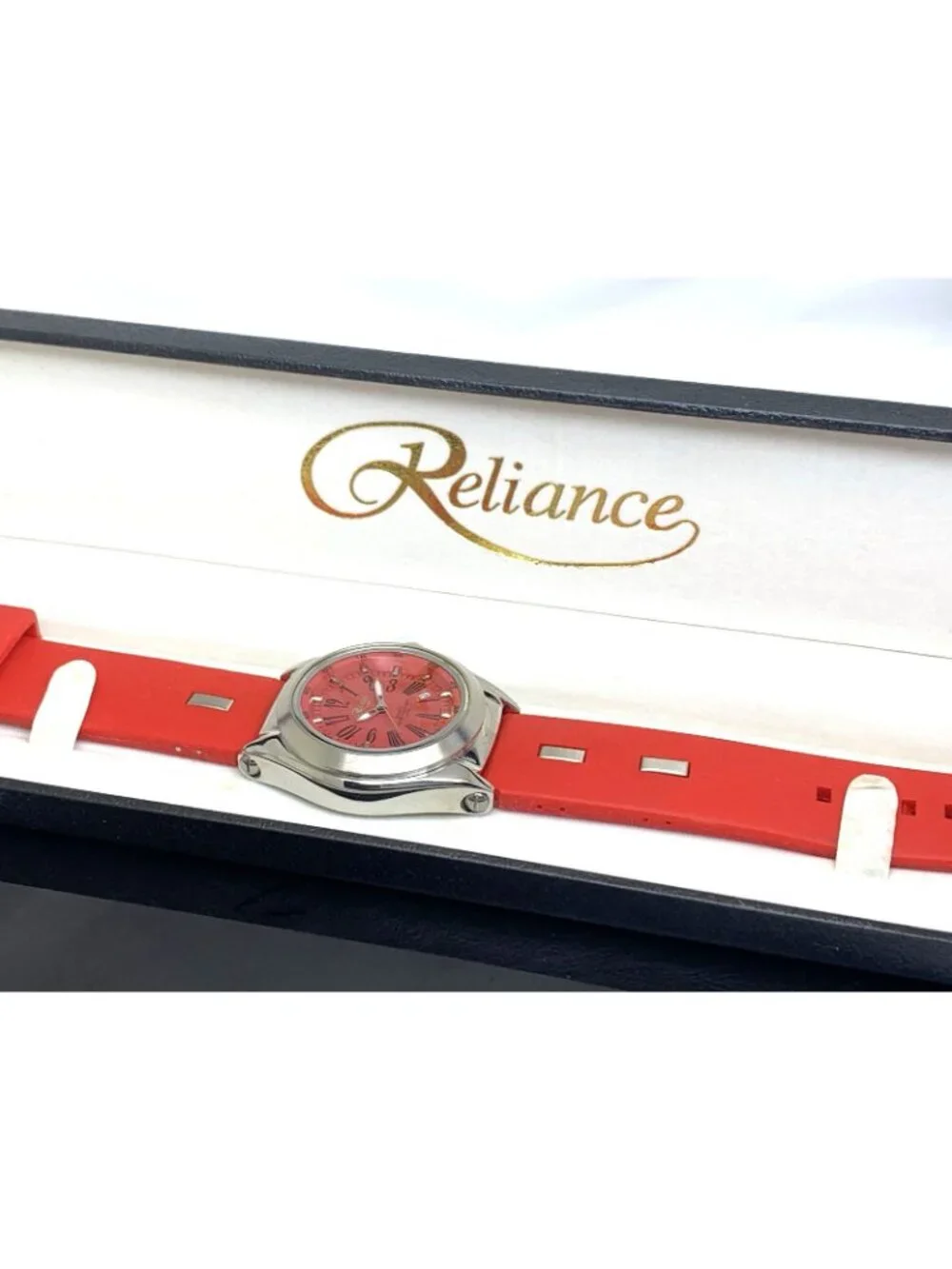 Reliance By Croton Men's Watch RE306051 Quartz Red Dial Rubber Strap 42mm
